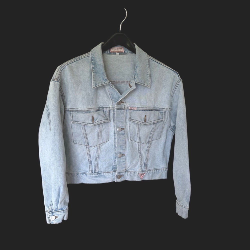 Guess Jeans Vintage Denim Jacketโ Light Wash Cropped Made in USA Womens Medium